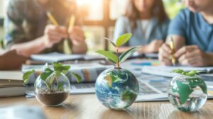 Sustainable education concept featuring knowledge about the environment and ecology, highlighting the importance of eco-friendly practices and green learning for a better future.